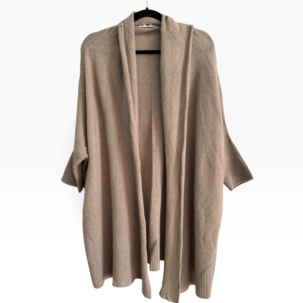 Subtle Luxury Cashmere Longline Cardigan Sweater Size Medium Large Beige